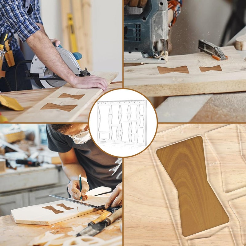 Monliful 13 in 1 Router Template for Woodworking,Router Jig Bowtie Template, Router Template Jig Kit, Butterfly Inlay Template Decorative Template 10"*7.9" inches, clarity - Image 4